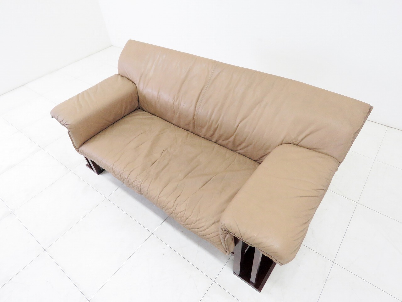 高級□MORISHIGE モリシゲ□2人掛けソファ□本革□樺材□検岩谷堂