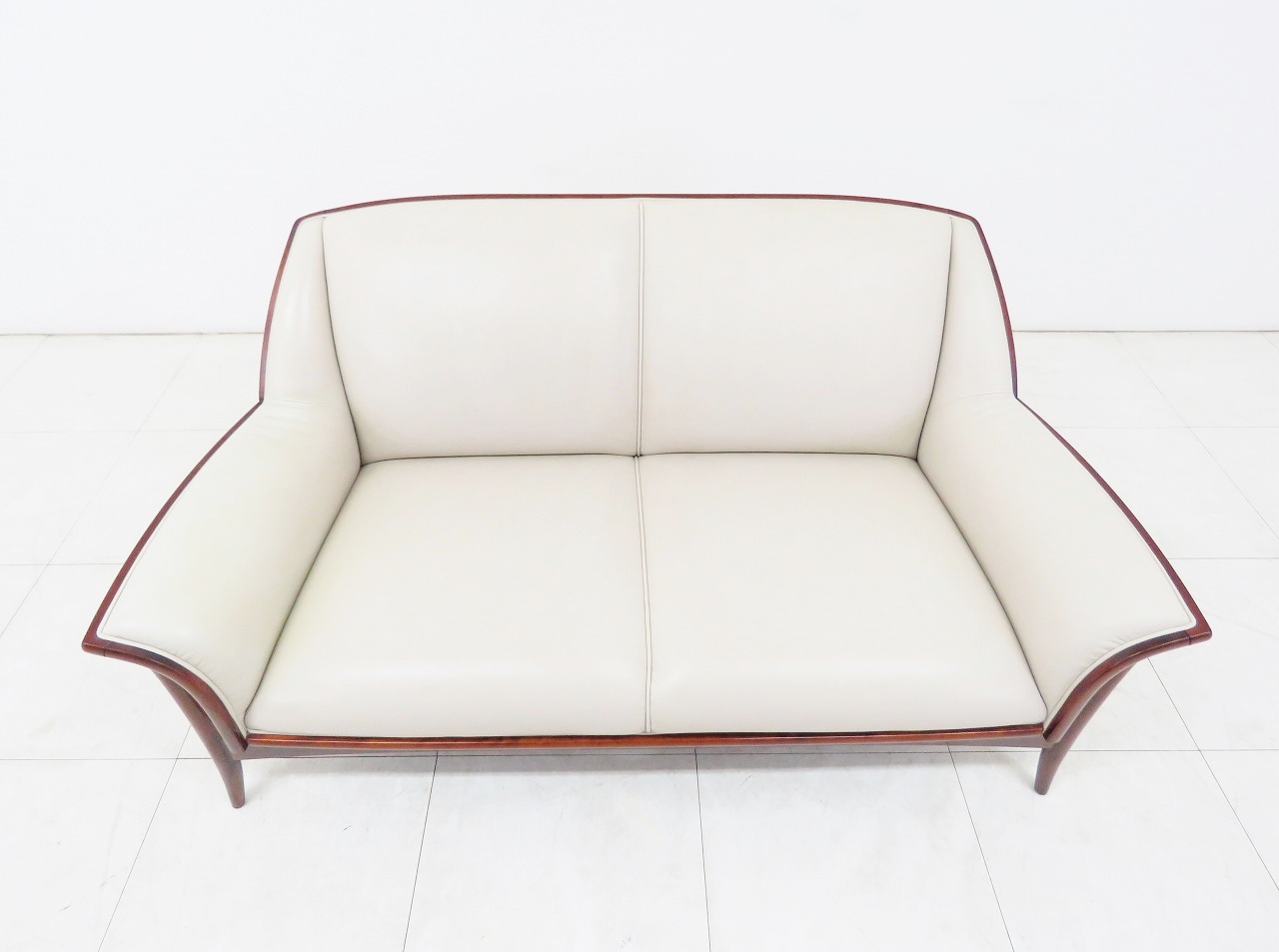 高級□MORISHIGE モリシゲ□N-レジェ 2人掛けソファ□本革□樺材□IDC