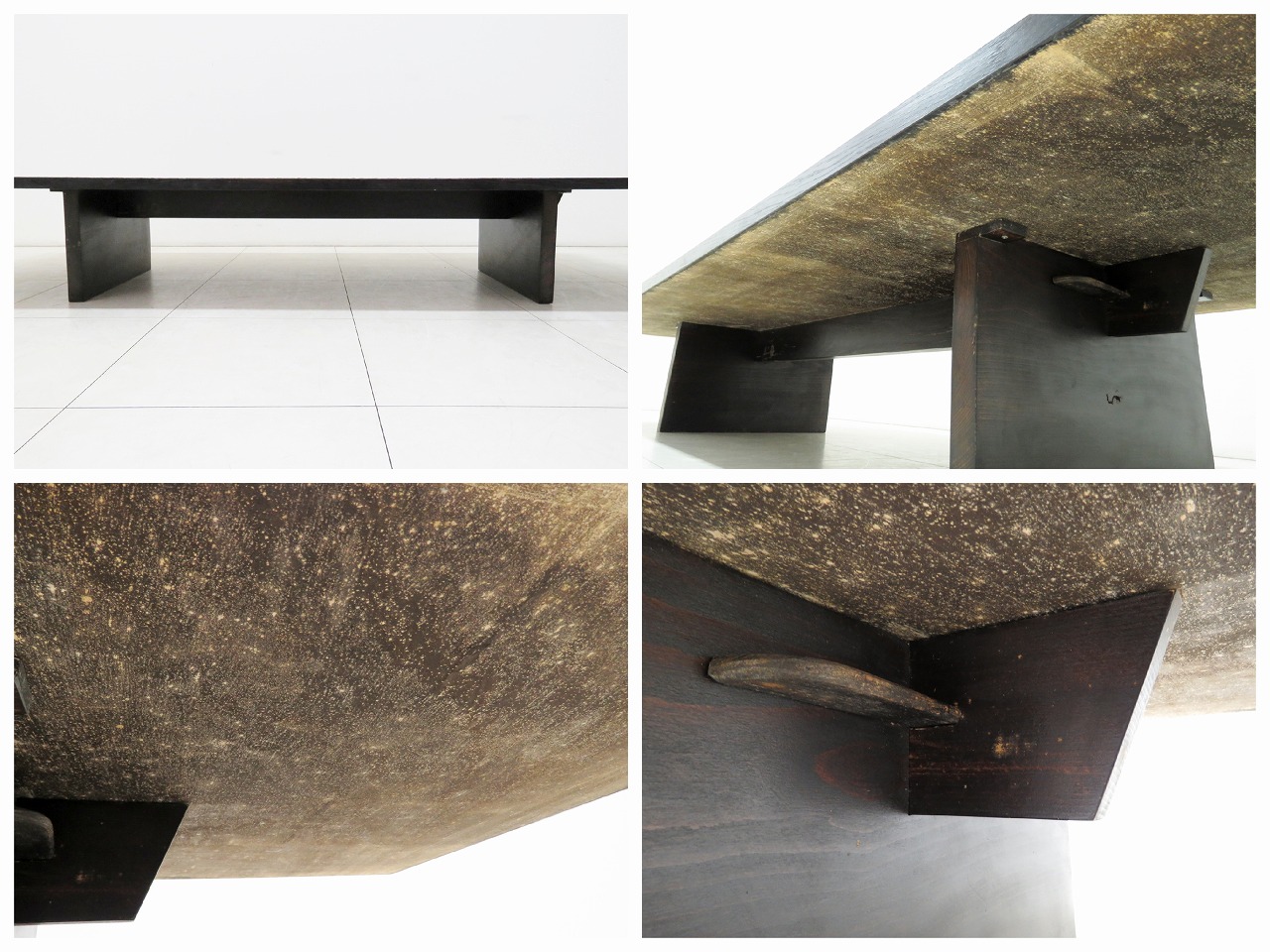 竹細工天板 大型 テーブル 幅 約2490㎜ 座卓 ローテーブル 和モダン 工芸