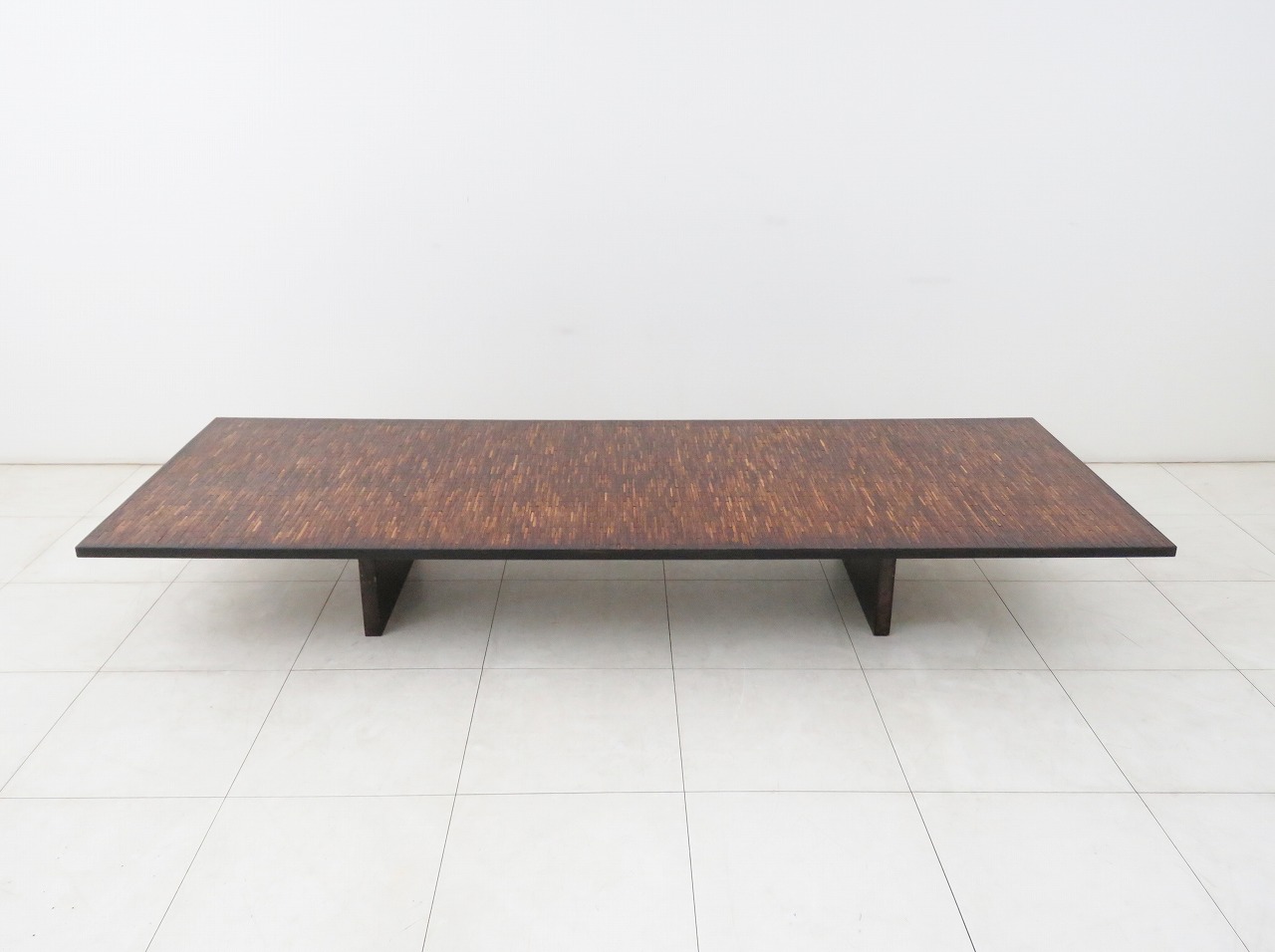 竹細工天板 大型 テーブル 幅 約2490㎜ 座卓 ローテーブル 和モダン 工芸
