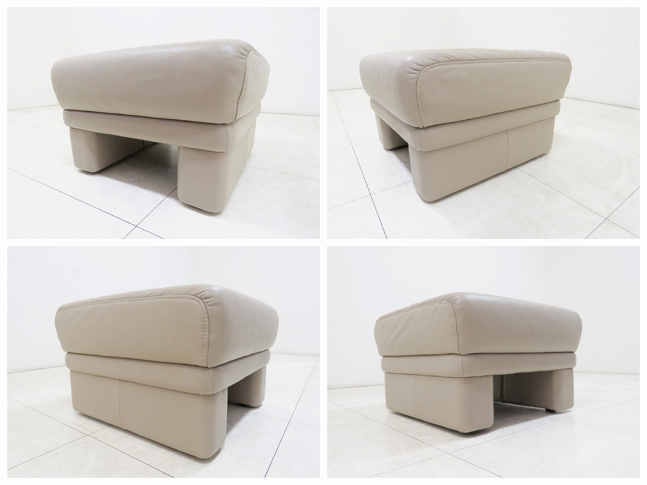 大得価，HOT】 □ドイツ□himolla ヒモラ□オットマン□総本革□トープ